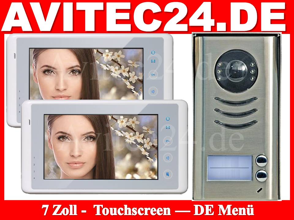 3 Familien 7" LCD Video Sprechanlage Türsprechanlage Klingelanlage mit Kamera 